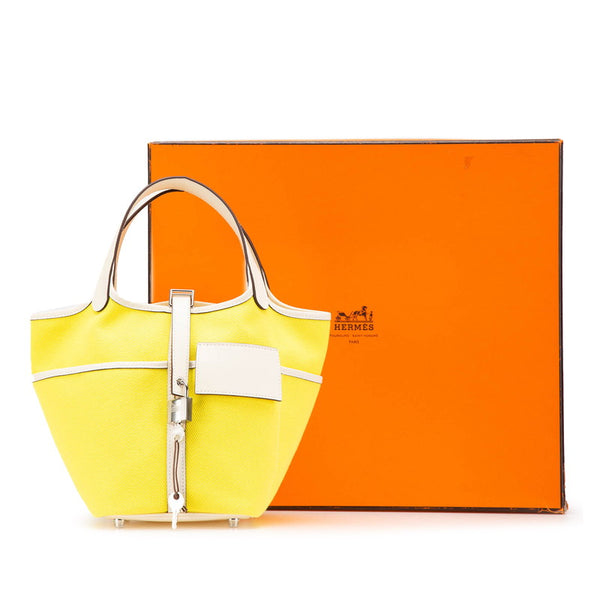 エルメス ピコタンロック カーゴ PM ハンドバッグ ジョーヌシトロン ナタ スイフト トワルゴエラン レディース HERMES 【中古】