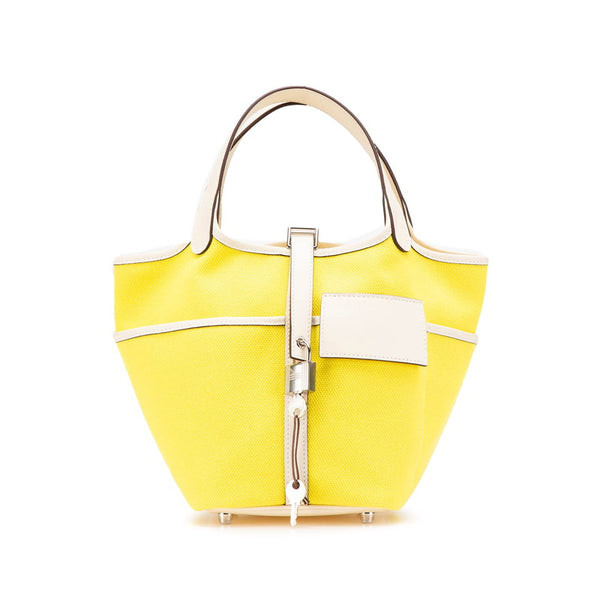 エルメス ピコタンロック カーゴ PM ハンドバッグ ジョーヌシトロン ナタ スイフト トワルゴエラン レディース HERMES 【中古】