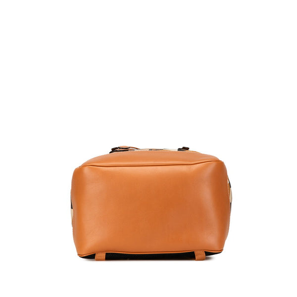 グッチ インターロッキングG リュック バックパック 696013 ブラウン ベージュ レッド ナイロン レザー レディース GUCCI 【中古】