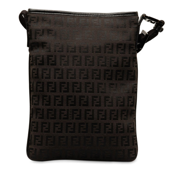 フェンディ ズッキーノ 斜め掛け ショルダーバッグ 8BT079 ブラウン キャンバス レザー レディース FENDI 【中古】