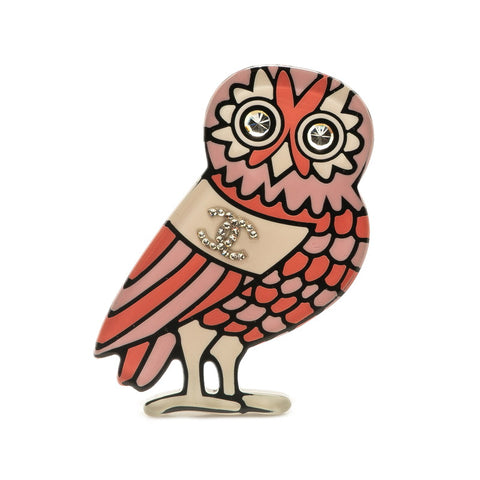 シャネル ココマーク フクロウ ラインストーン ブローチ ピンク プラスチック レディース CHANEL 【中古】