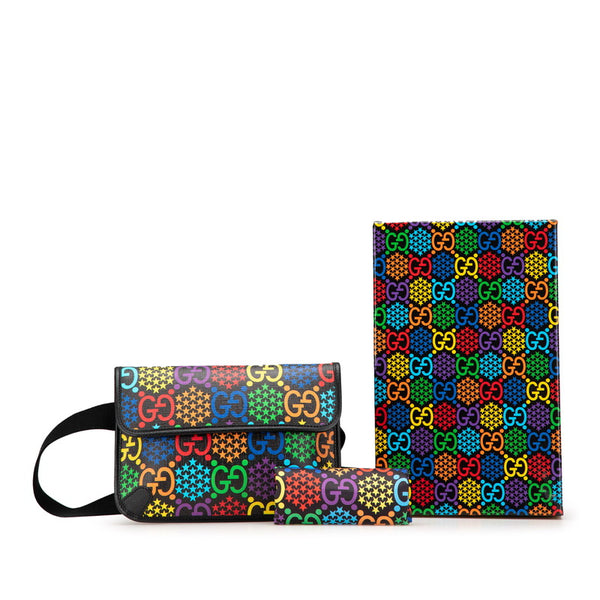 グッチ GGスプリーム サイケデリック ボディバッグ ウエストバッグ 598113 ブラック マルチカラー PVC レザー レディース GUCCI 【中古】