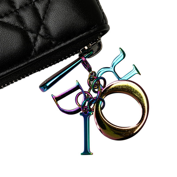 ディオール カナージュ レディディオール ラウンドファスナー 長財布  ブラック マルチカラー レザー レディース Dior 【中古】