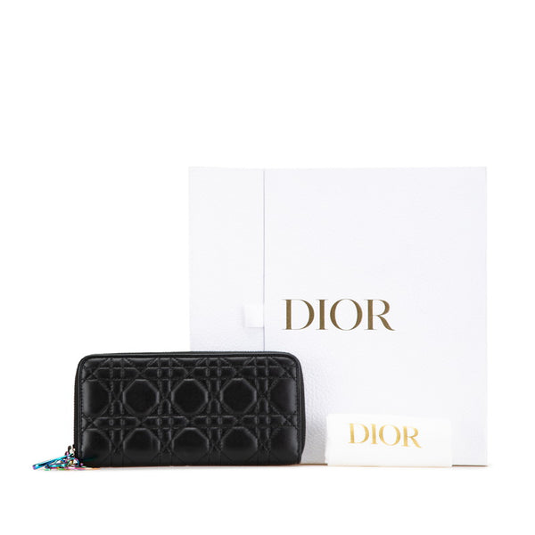 ディオール カナージュ レディディオール ラウンドファスナー 長財布  ブラック マルチカラー レザー レディース Dior 【中古】
