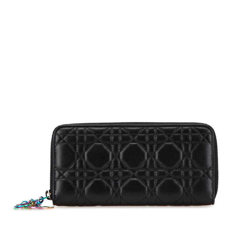 ディオール カナージュ レディディオール ラウンドファスナー 長財布  ブラック マルチカラー レザー レディース Dior 【中古】