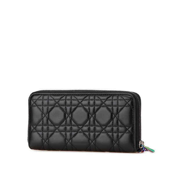 ディオール カナージュ レディディオール ラウンドファスナー 長財布  ブラック マルチカラー レザー レディース Dior 【中古】