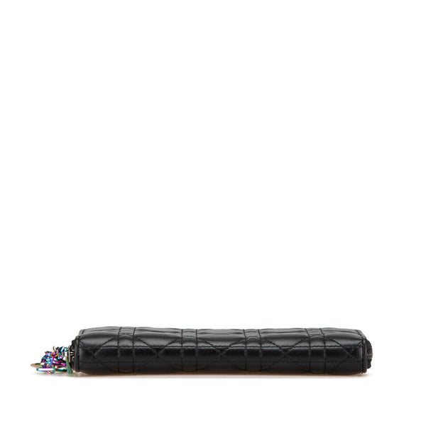 ディオール カナージュ レディディオール ラウンドファスナー 長財布  ブラック マルチカラー レザー レディース Dior 【中古】