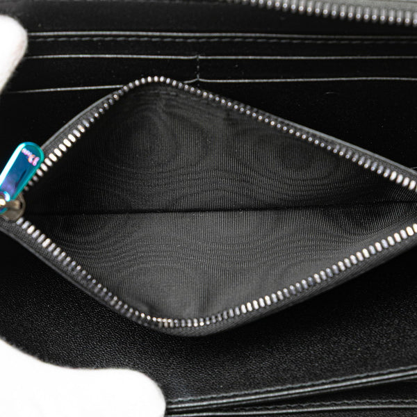 ディオール カナージュ レディディオール ラウンドファスナー 長財布  ブラック マルチカラー レザー レディース Dior 【中古】