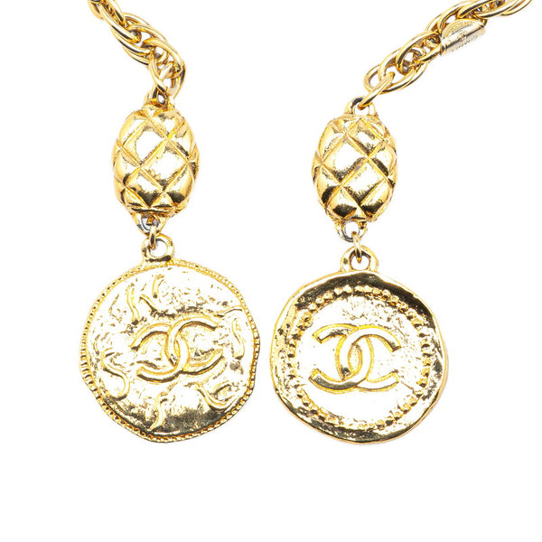 シャネル ココマーク ラウンド マトラッセ オーバル モチーフ ラリエット ネックレス ゴールド メッキ レディース CHANEL 【中古】