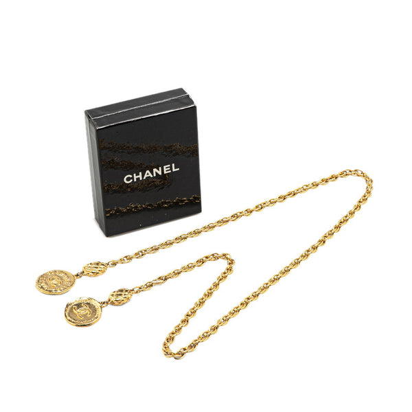 シャネル ココマーク ラウンド マトラッセ オーバル モチーフ ラリエット ネックレス ゴールド メッキ レディース CHANEL 【中古】