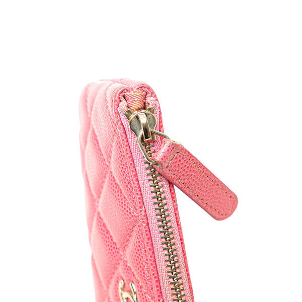 シャネル マトラッセ ココマーク ポーチ ピンク キャビアスキン レディース CHANEL 【中古】
