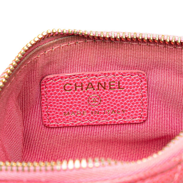 シャネル マトラッセ ココマーク ポーチ ピンク キャビアスキン レディース CHANEL 【中古】
