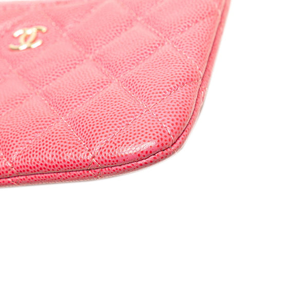 シャネル マトラッセ ココマーク ポーチ ピンク キャビアスキン レディース CHANEL 【中古】