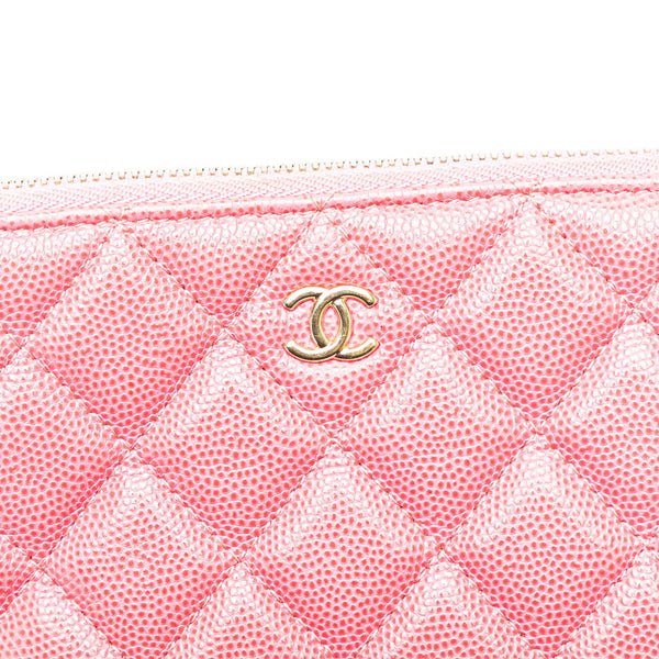 シャネル マトラッセ ココマーク ポーチ ピンク キャビアスキン レディース CHANEL 【中古】