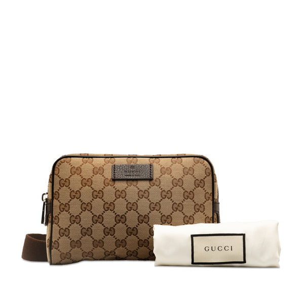 グッチ GGキャンバス ボディバッグ ウエストバッグ 449174 ベージュ ブラウン キャンバス レザー レディース GUCCI 【中古】