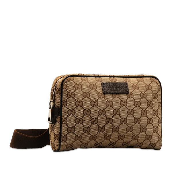 グッチ GGキャンバス ボディバッグ ウエストバッグ 449174 ベージュ ブラウン キャンバス レザー レディース GUCCI 【中古】