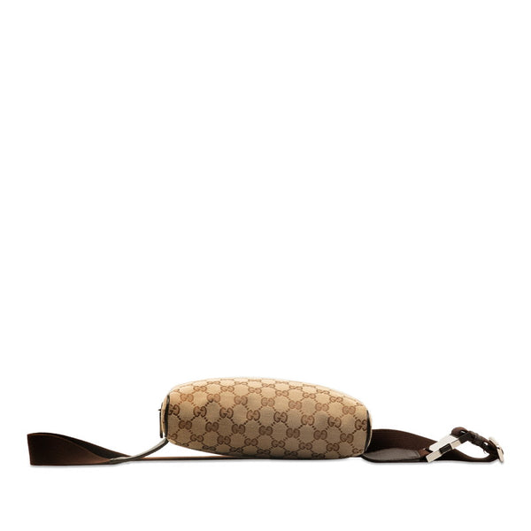 グッチ GGキャンバス ボディバッグ ウエストバッグ 449174 ベージュ ブラウン キャンバス レザー レディース GUCCI 【中古】