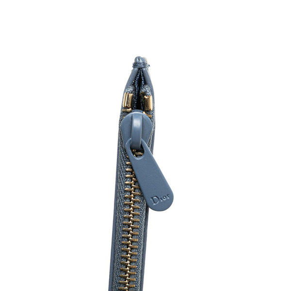 ディオール カナージュ ショルダーバッグ ブルー グレー レザー レディース Dior 【中古】