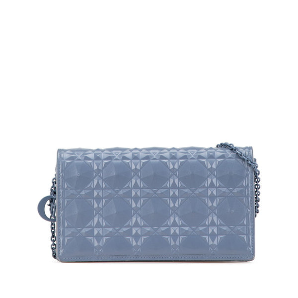 ディオール カナージュ ショルダーバッグ ブルー グレー レザー レディース Dior 【中古】