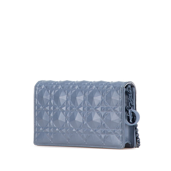 ディオール カナージュ ショルダーバッグ ブルー グレー レザー レディース Dior 【中古】