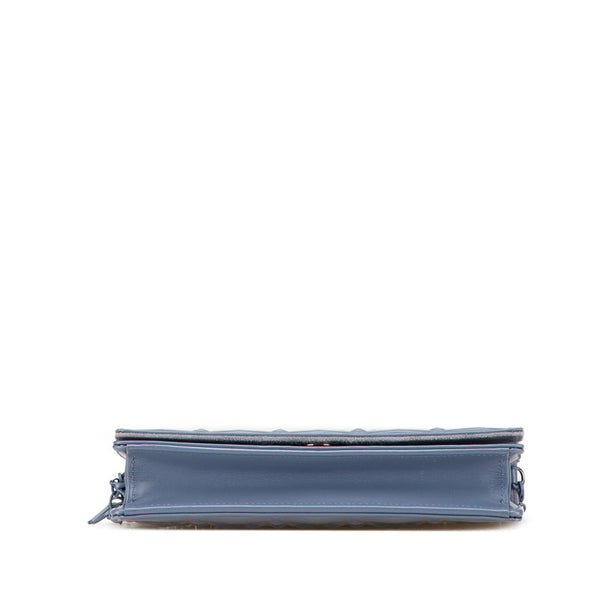 ディオール カナージュ ショルダーバッグ ブルー グレー レザー レディース Dior 【中古】