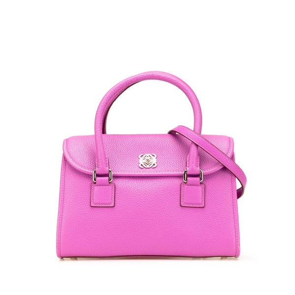 ロエベ アナグラム アラモ28 ショルダーバッグ ハンドバッグ 2WAY パープル レザー レディース LOEWE 【中古】