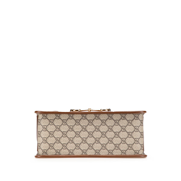 グッチ GGスプリーム ホースビット ハンドバッグ 627323 ブラウン ベージュ PVC レザー レディース GUCCI 【中古】