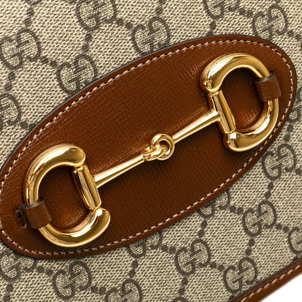 グッチ GGスプリーム ホースビット ハンドバッグ 627323 ブラウン ベージュ PVC レザー レディース GUCCI 【中古】