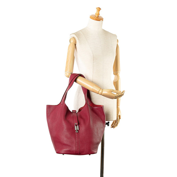 エルメス ピコタンロックTGM シルバー金具 ハンドバッグ ローズレッド トリヨンクレマンス レディース HERMES 【中古】