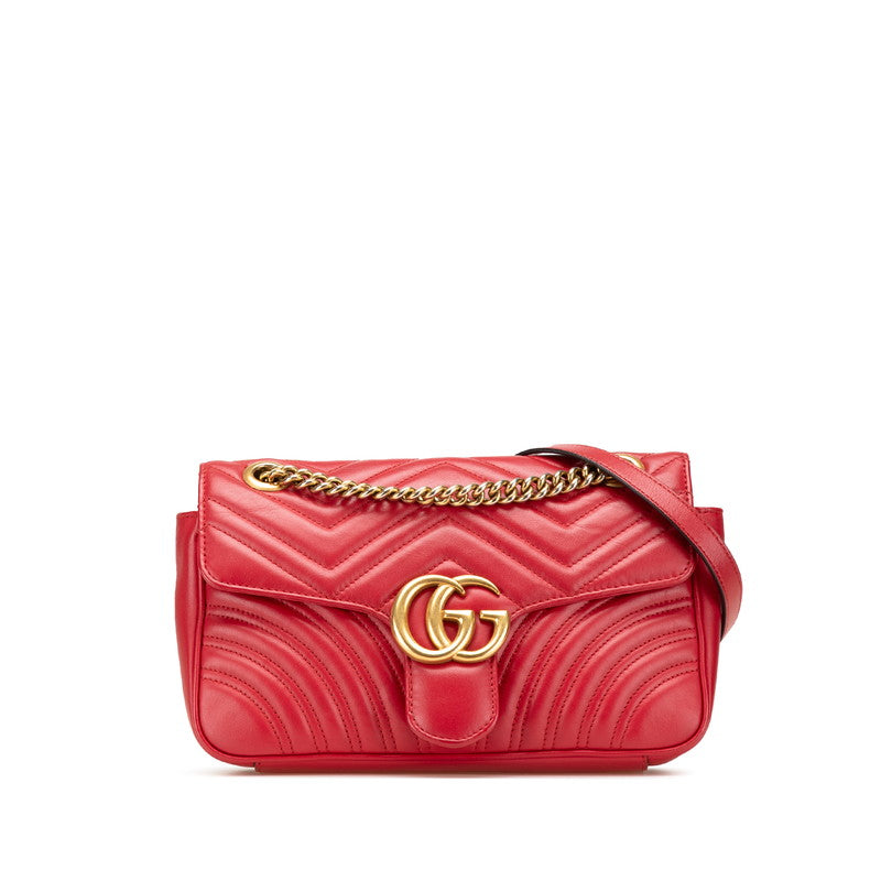 グッチ GGマーモント ダブルG キルティング スモール ハート チェーンショルダーバッグ 443497 レッド レザー レディース GUCCI 【中古】