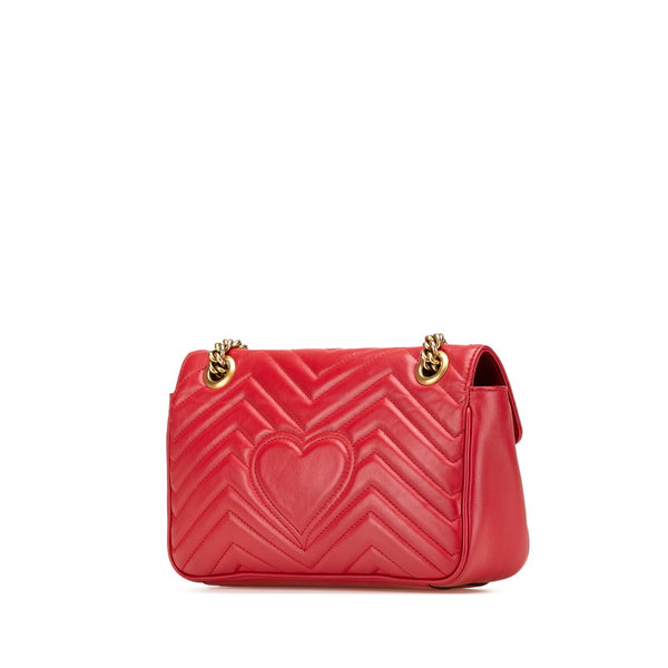グッチ GGマーモント ダブルG キルティング スモール ハート チェーンショルダーバッグ 443497 レッド レザー レディース GUCCI 【中古】