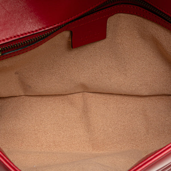 グッチ GGマーモント ダブルG キルティング スモール ハート チェーンショルダーバッグ 443497 レッド レザー レディース GUCCI 【中古】