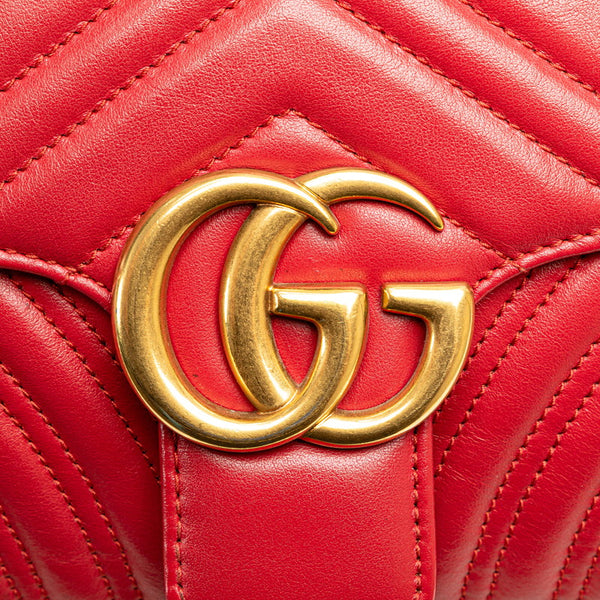 グッチ GGマーモント ダブルG キルティング スモール ハート チェーンショルダーバッグ 443497 レッド レザー レディース GUCCI 【中古】