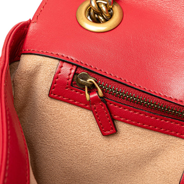 グッチ GGマーモント ダブルG キルティング スモール ハート チェーンショルダーバッグ 443497 レッド レザー レディース GUCCI 【中古】