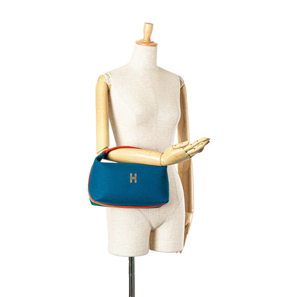 エルメス ブリッド ア ブラックGM ハンドバッグ ポーチ ブルー マルチカラー ウール レディース HERMES 【中古】