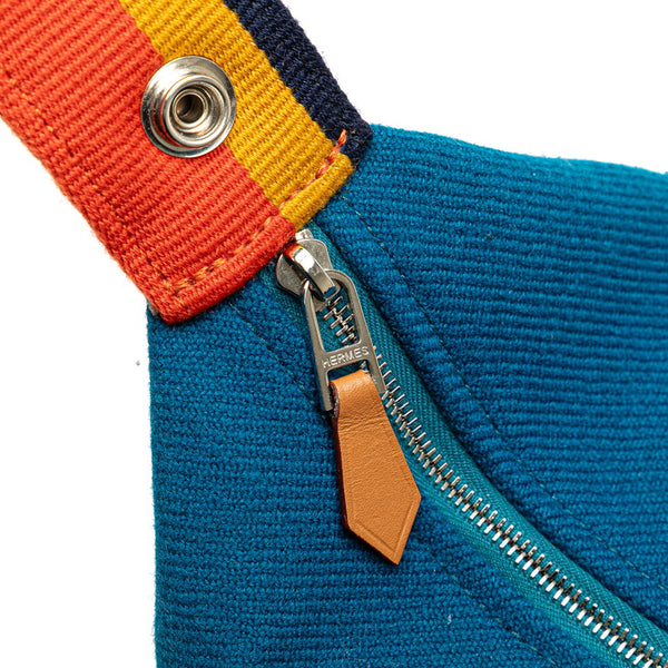 エルメス ブリッド ア ブラックGM ハンドバッグ ポーチ ブルー マルチカラー ウール レディース HERMES 【中古】