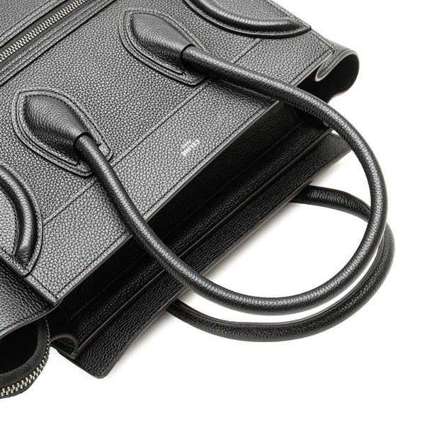 セリーヌ ラゲージ マイクロショッパー ハンドバッグ ブラック ドラムドカーフスキン レディース CELINE 【中古】