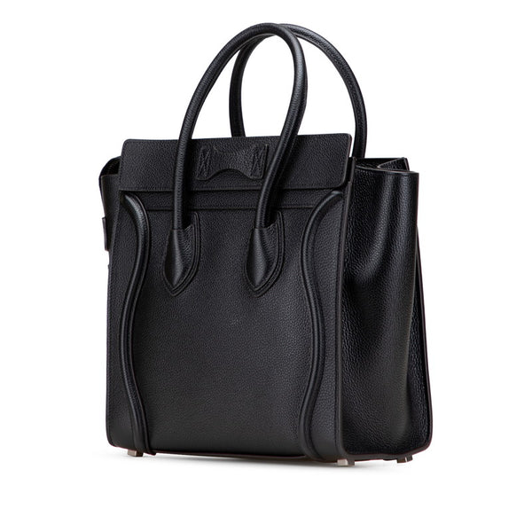 セリーヌ ラゲージ マイクロショッパー ハンドバッグ ブラック ドラムドカーフスキン レディース CELINE 【中古】