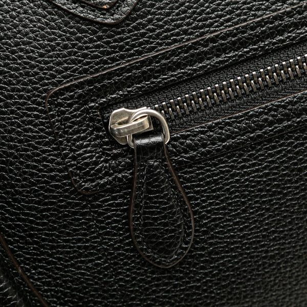 セリーヌ ラゲージ マイクロショッパー ハンドバッグ ブラック ドラムドカーフスキン レディース CELINE 【中古】