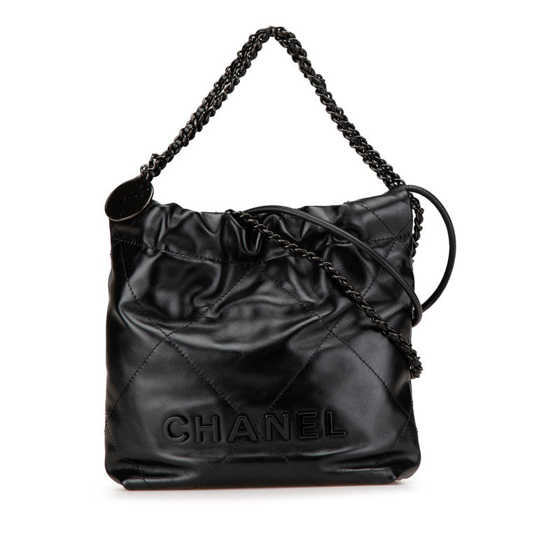 シャネル シャネル22 ミニ ハンドバッグ チェーンショルダーバッグ ブラック レザー レディース CHANEL 【中古】