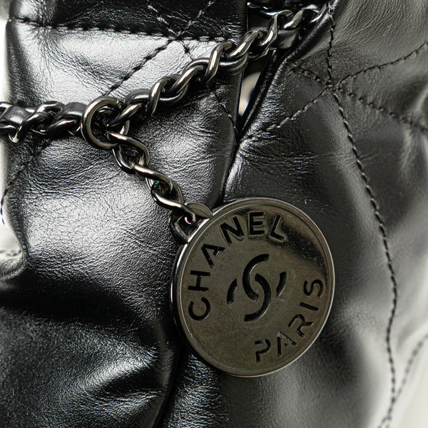 シャネル シャネル22 ミニ ハンドバッグ チェーンショルダーバッグ ブラック レザー レディース CHANEL 【中古】