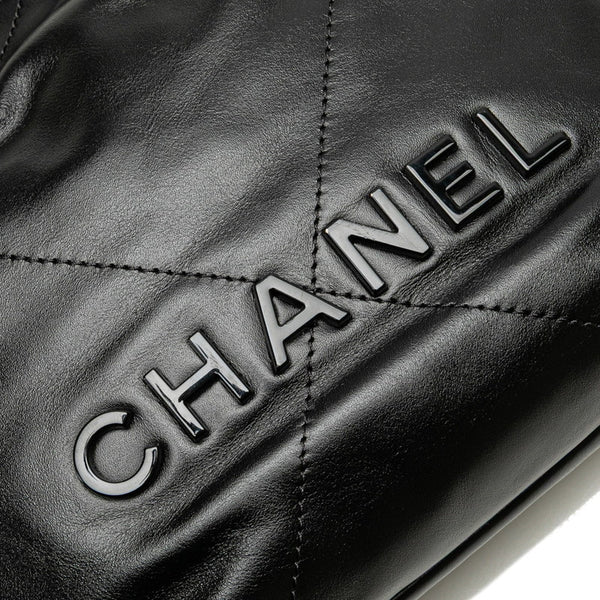 シャネル シャネル22 ミニ ハンドバッグ チェーンショルダーバッグ ブラック レザー レディース CHANEL 【中古】