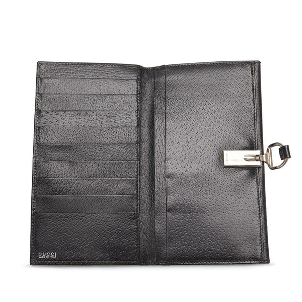 グッチ 長財布 035 ブラック シルバー レザー メンズ GUCCI 【中古】
