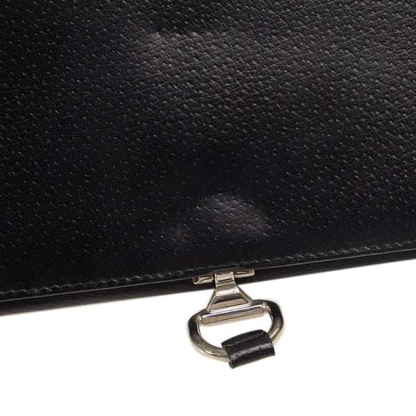 グッチ 長財布 035 ブラック シルバー レザー メンズ GUCCI 【中古】