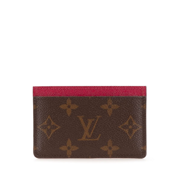 ルイ ヴィトン モノグラム ポルトカルト サーンプル カードケース M60703 ブラウン フューシャ PVC レザー レディース LOUIS VUITTON 【中古】