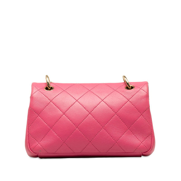 シャネル マトラッセ ココマーク 斜め掛け チェーン ショルダーバッグ ピンク レザー レディース CHANEL 【中古】
