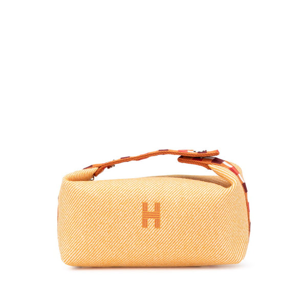 エルメス ブリッドアブラックPM ハンドバッグ オレンジ ブラウン ウール コットン レディース HERMES 【中古】