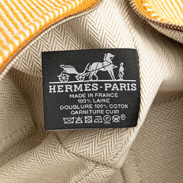 エルメス ブリッドアブラックPM ハンドバッグ オレンジ ブラウン ウール コットン レディース HERMES 【中古】