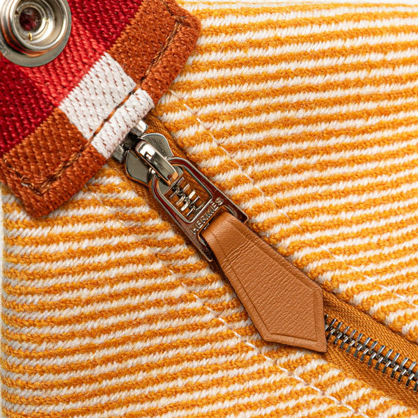 エルメス ブリッドアブラックPM ハンドバッグ オレンジ ブラウン ウール コットン レディース HERMES 【中古】