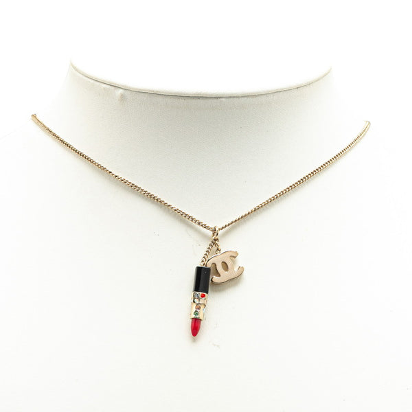 シャネル ココマーク リップ モチーフ ネックレス ゴールド メッキ レディース CHANEL 【中古】